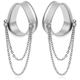 Doearko 2PCS Stainless Steel Ear Gauges Tunnels Teardrop Chain Plugs