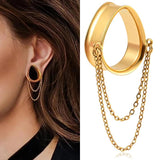 Doearko 2PCS Stainless Steel Ear Gauges Tunnels Teardrop Chain Plugs