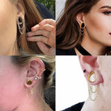 Doearko 2PCS Stainless Steel Ear Gauges Tunnels Teardrop Chain Plugs