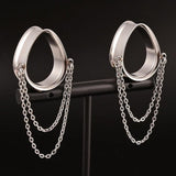 Doearko 2PCS Stainless Steel Ear Gauges Tunnels Teardrop Chain Plugs