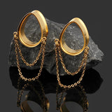 Doearko 2PCS Stainless Steel Ear Gauges Tunnels Teardrop Chain Plugs