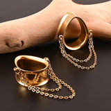 Doearko 2PCS Stainless Steel Ear Gauges Tunnels Teardrop Chain Plugs