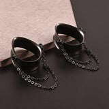 Doearko 2PCS Stainless Steel Ear Gauges Tunnels Teardrop Chain Plugs