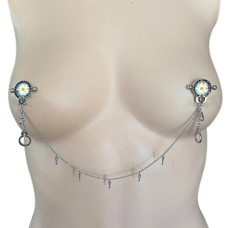 Crystal Nipple Shield Cover Heart Flower Nipple Rings Body Jewelry