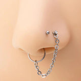 TA1 Titanium Chain Nose Ring Nose Stud Ear Stud Nose Chain Body Jewelry