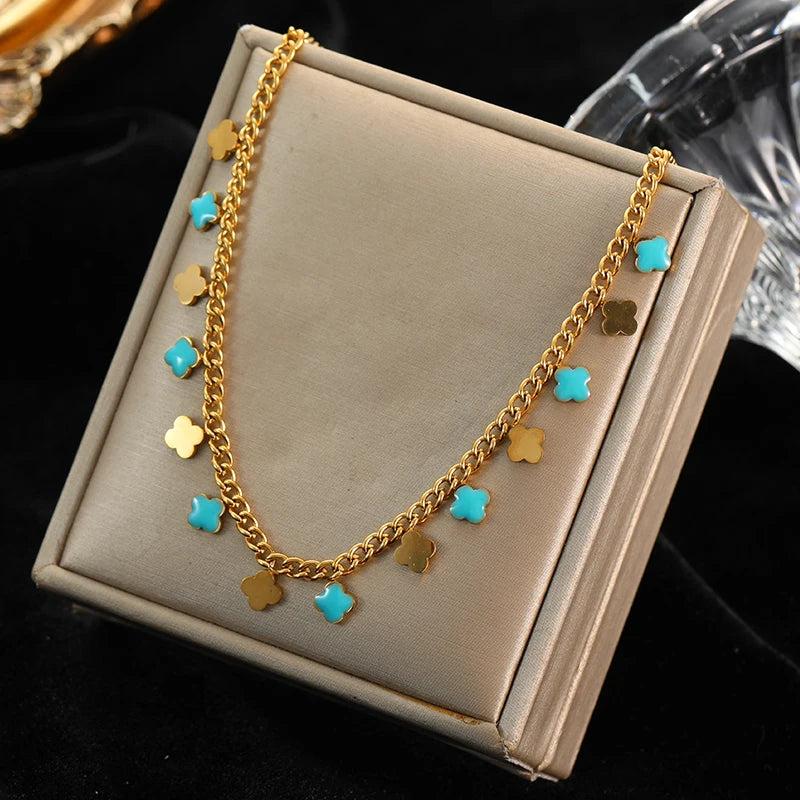 316L Stainless Steel Clover Necklace For Women High Body Jewelry