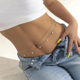 Vintage Silver Pearl Tassel Beads Belly Snake Chain Body Chain