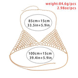 Sexy Mesh Crystal Underwear Jewelry for Women Bra Top Lingerie Chain