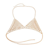 Sexy Mesh Crystal Underwear Jewelry for Women Bra Top Lingerie Chain