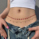 Butterfly Tassel Waist Chain Double Layered Crystal Body Chain