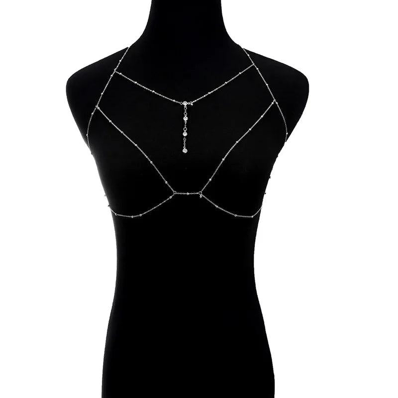 Sexy Body Chain Choker Bra Bikini Chest Chain Necklace for Women