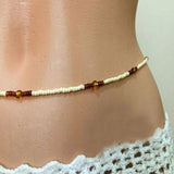 Brown Beads Belly Chain Elastic Body Waist Bohemia Beach Jewelry