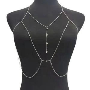 Layered Bikini Belly Chain Silver Body Chain Bra Beach Jewelry Women Girls