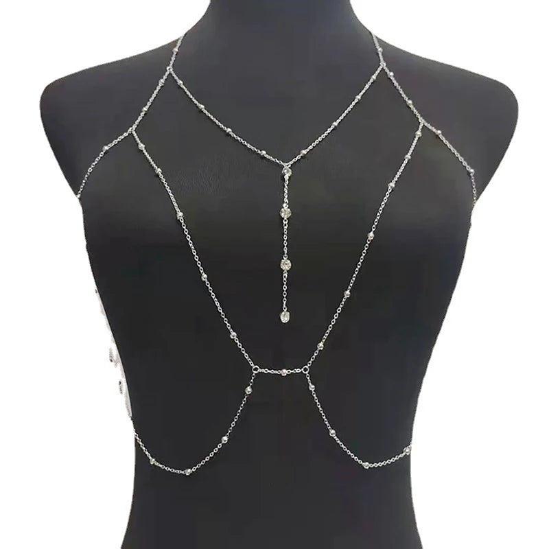 Layered Bikini Belly Chain Silver Body Chain Bra Beach Jewelry Women Girls