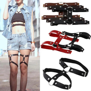 Punk Goth Elastic Garter Thigh Ring Stockings Belt Leg Chain Harness