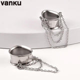 Vanku 2PCS Heart Water Drop Chain Ear Plugs Tunnels Gauges Body Piercing Jewelry