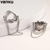 Vanku 2PCS Heart Water Drop Chain Ear Plugs Tunnels Gauges Body Piercing Jewelry