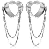 Doearko 2PCS Stainless Steel Ear Gauges Tunnels Plugs Chain Piercing Jewelry