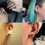 Doearko 2PCS Stainless Steel Ear Gauges Tunnels Plugs Chain Piercing Jewelry
