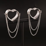 Doearko 2PCS Stainless Steel Ear Gauges Tunnels Plugs Chain Piercing Jewelry