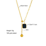 316L Stainless Steel Zircon Necklace Square Bead Pendant