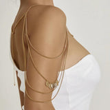 Bohemia Metal Multilayer Tassel Leaf Shoulder Chain Necklace