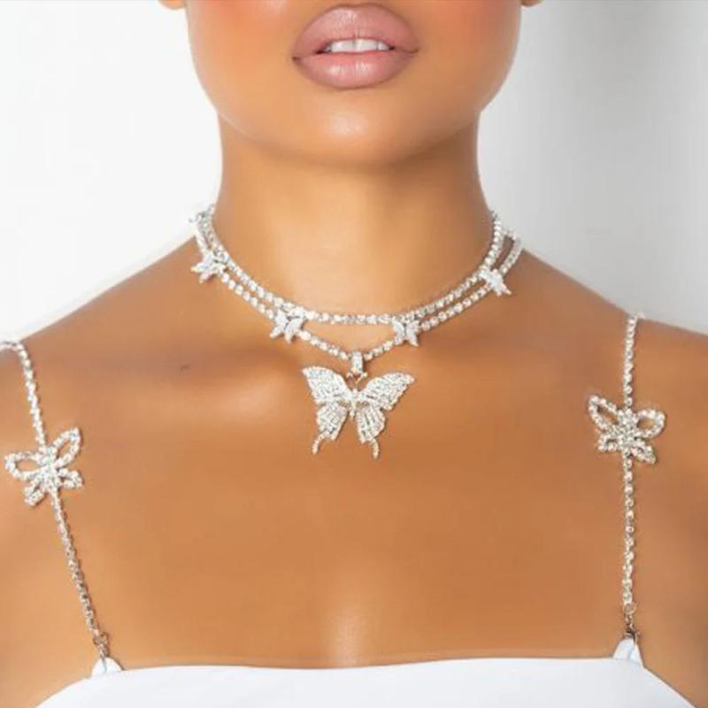 Stonefans Butterfly Rhinestone Bra Straps Bride Crystal Shoulder Chain Jewelry
