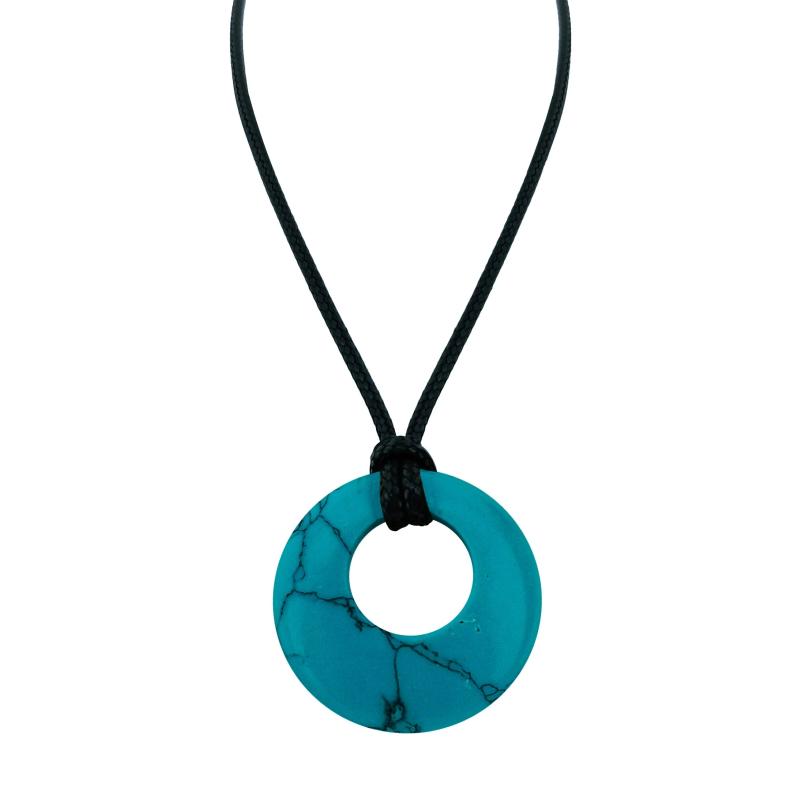 28mm Healing Stone Necklace Natural Chakra Gemstone Lucky Coin Donuts