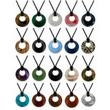 28mm Healing Stone Necklace Natural Chakra Gemstone Lucky Coin Donuts