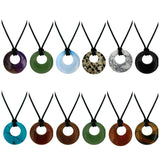 28mm Healing Stone Necklace Natural Chakra Gemstone Lucky Coin Donuts