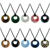 28mm Healing Stone Necklace Natural Chakra Gemstone Lucky Coin Donuts