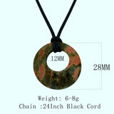 28mm Healing Stone Necklace Natural Chakra Gemstone Lucky Coin Donuts