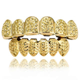 Carved Teeth Grillz Set Unisex Hip Hop Jewelry