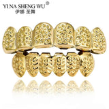 Carved Teeth Grillz Set Unisex Hip Hop Jewelry