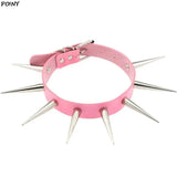 Spike Choker Faux Leather Rivets Studded Goth Necklace