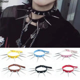 Spike Choker Faux Leather Rivets Studded Goth Necklace