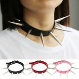 Spike Choker Faux Leather Rivets Studded Goth Necklace