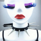 Spike Choker Faux Leather Rivets Studded Goth Necklace