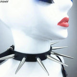 Spike Choker Faux Leather Rivets Studded Goth Necklace
