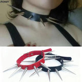 Spike Choker Faux Leather Rivets Studded Goth Necklace