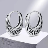 Nordic Viking Knot Hoop Earrings, Stainless Steel Huggies