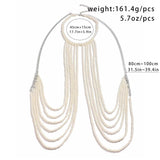 Pearl Beads Tassel Necklace Body Chain Punk Chest Shoulder Jewelry