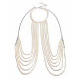 Pearl Beads Tassel Necklace Body Chain Punk Chest Shoulder Jewelry
