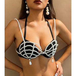 Beaded Body Jewelry Sexy Women Bikinis Top Chain Nightclub Party