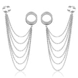 Doearko 2PCS Ear Gauges Tunnels Chain Stud Ear Clip for Women Men