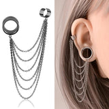 Doearko 2PCS Ear Gauges Tunnels Chain Stud Ear Clip for Women Men