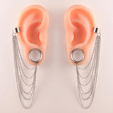 Doearko 2PCS Ear Gauges Tunnels Chain Stud Ear Clip for Women Men