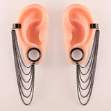 Doearko 2PCS Ear Gauges Tunnels Chain Stud Ear Clip for Women Men