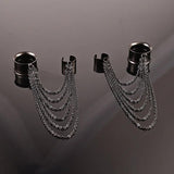 Doearko 2PCS Ear Gauges Tunnels Chain Stud Ear Clip for Women Men