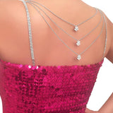 Stonefans Floral Shoulder Straps Rhinestone Bra Back Chain Non-Skid Belt Tops